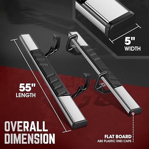 Vista 3 de DNA Motoring Estribos de 5 pulgadas compatibles con Silverado 1500 07-18, Silverado/Sierra 2500-3500HD 07-19 cabina estándar, barras Nerf de acero