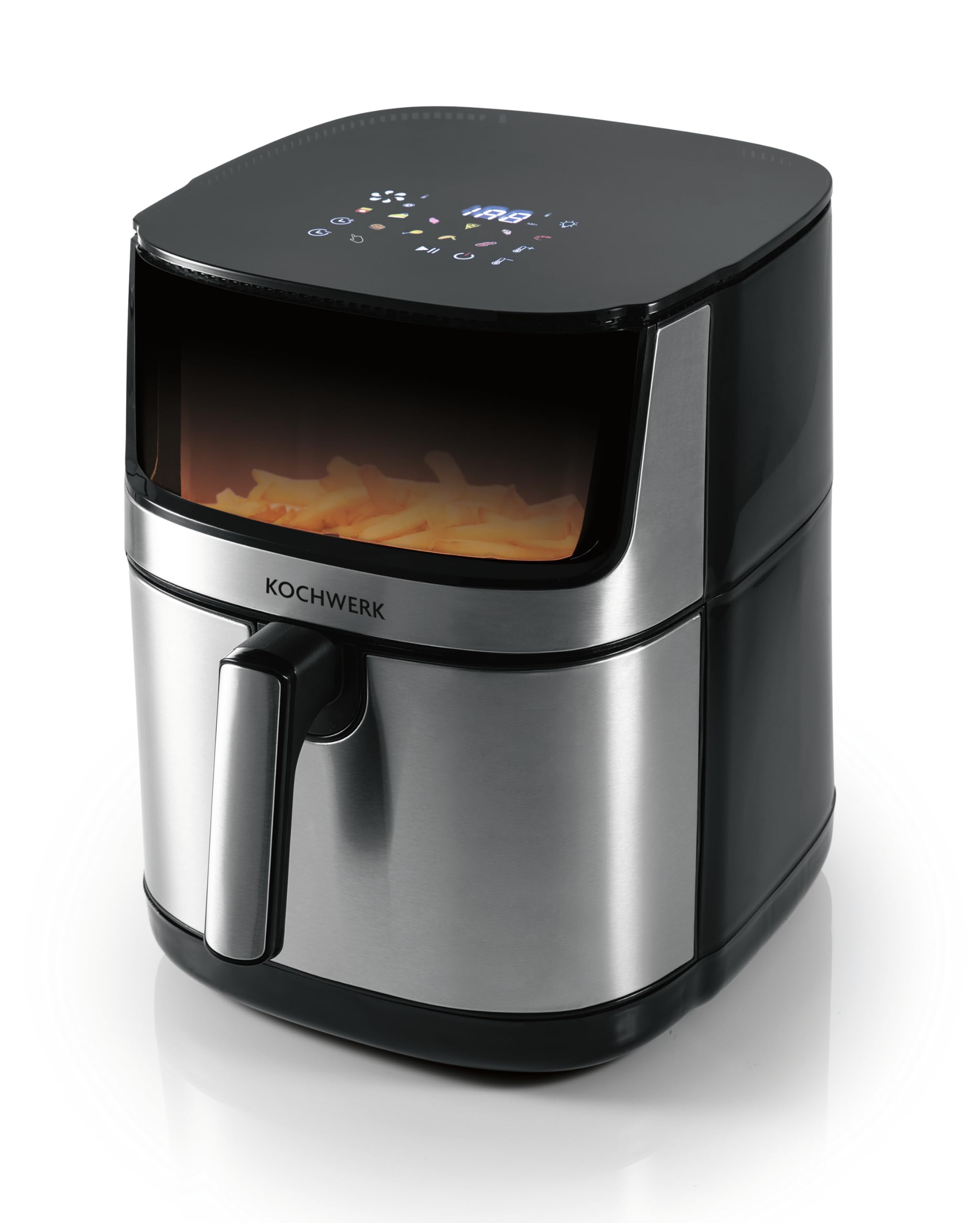 Rachs KOCHWERK Freidora de aire caliente 7.5L | Airfryer digital con pantalla táctil y función de temporizador | 10 programas | Freír alimentos sin aceite | Con revestimiento antiadherente | 2200W