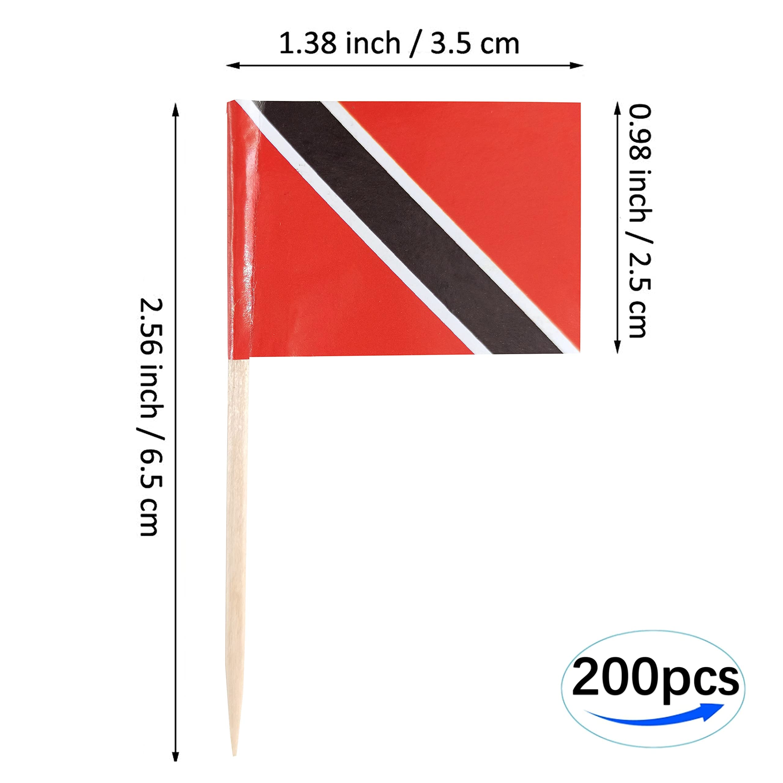 100 Stück Trinidad Und Tobago Flaggen-Zahnstocher - Cupcake Deko, Tortenaufsätze Für Partys & Feiern