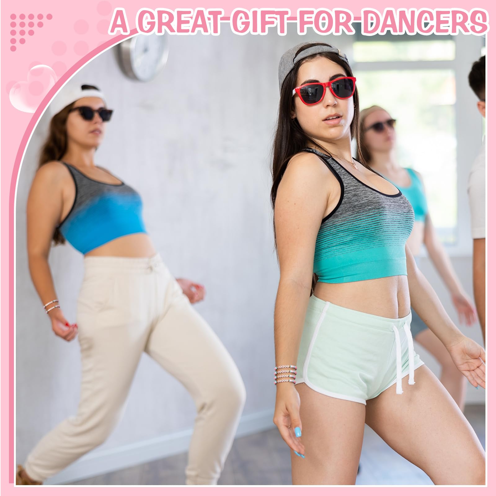 Blosssound 24 Pcs Dance Bracelets Bulk Dance Recital Gifts for Girls Friends Teachers Preppy Jewelry Bracelets for Dancer Party Favors Team Gift Colorful Dancer Ballerina Charm Jewelry