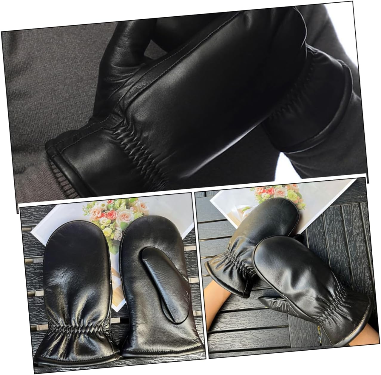 1pair Wool Lined Mittens for Men Insulated Thickened Gloves for Winter Outdoor Use Warm Fingerless Design for Flexibility and Comfort