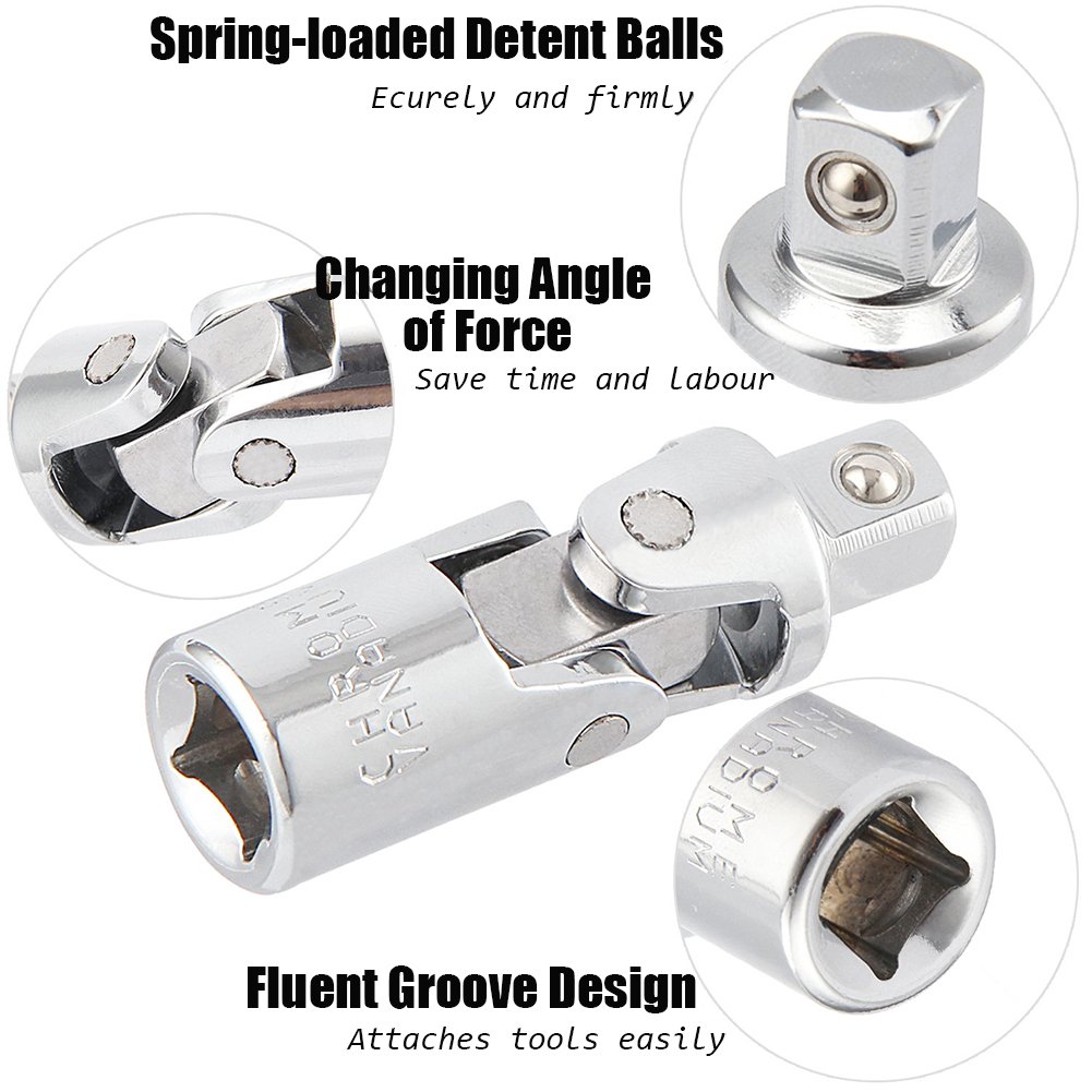 Gasea 3pcs 1/4" 3/8" 1/2" Drive Impact Universal Joint Socket Wrench Adapter Set Swivel Drive Adapter Reducer Tool - Image 3