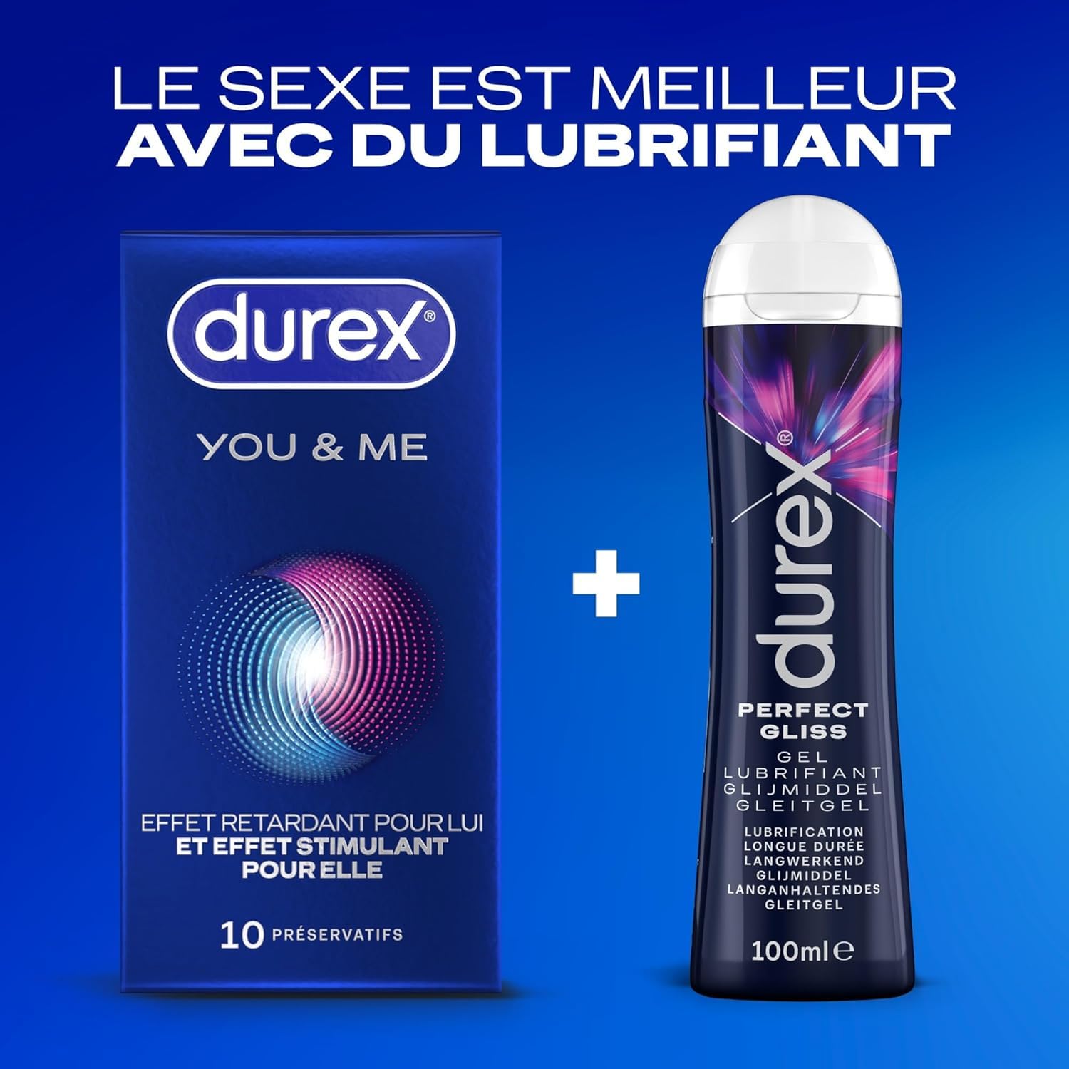 Durex YOU & ME - 40 Préservatifs - Retardant et Stimulant - Lot de 4 x 10 pièces