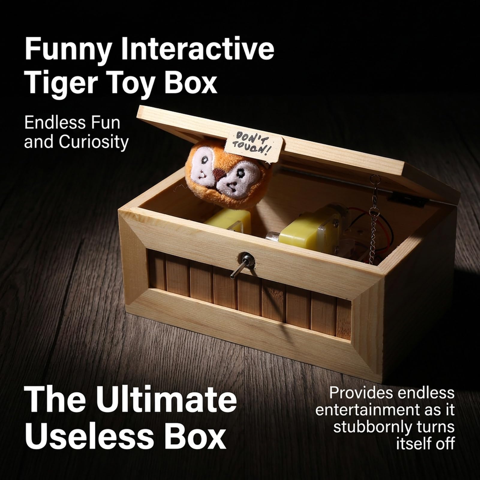 nutzloses Box Spielzeug - Lustige Holz -USB -Elektronikbox Interactive Stress Relief Toy Leckerbissen für Haus- und Büroschreibtisch Dekoration