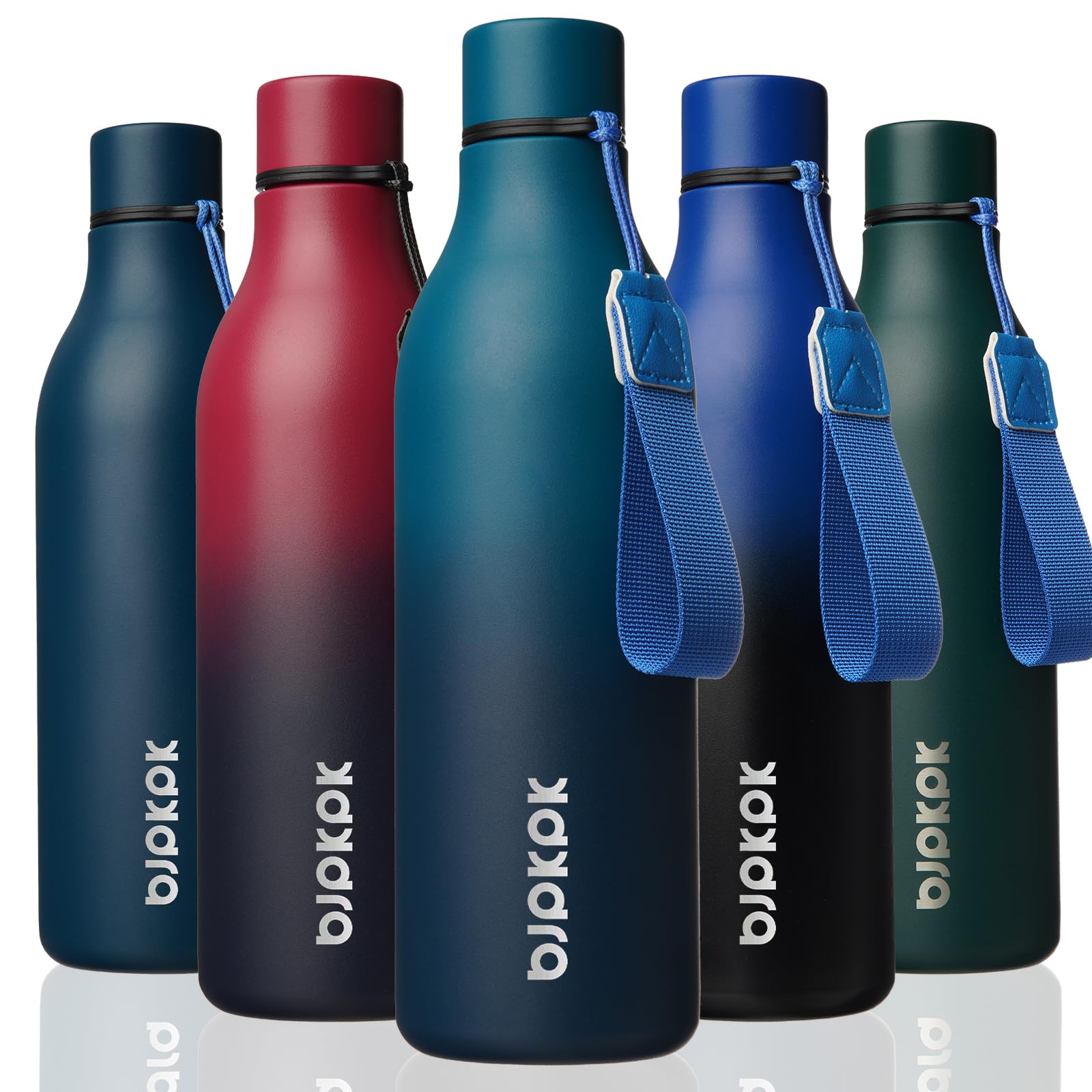 BJPKPK 25oz Insulated Water Bottle, Stainless Steel Bottle with Carry Strap | Keep Cold &amp; Hot Vacuum Insulation, Leak-Proof BPA-Free Design, Slim Bottle Fits Most Cup Holders for Gym, Office &amp; Travel