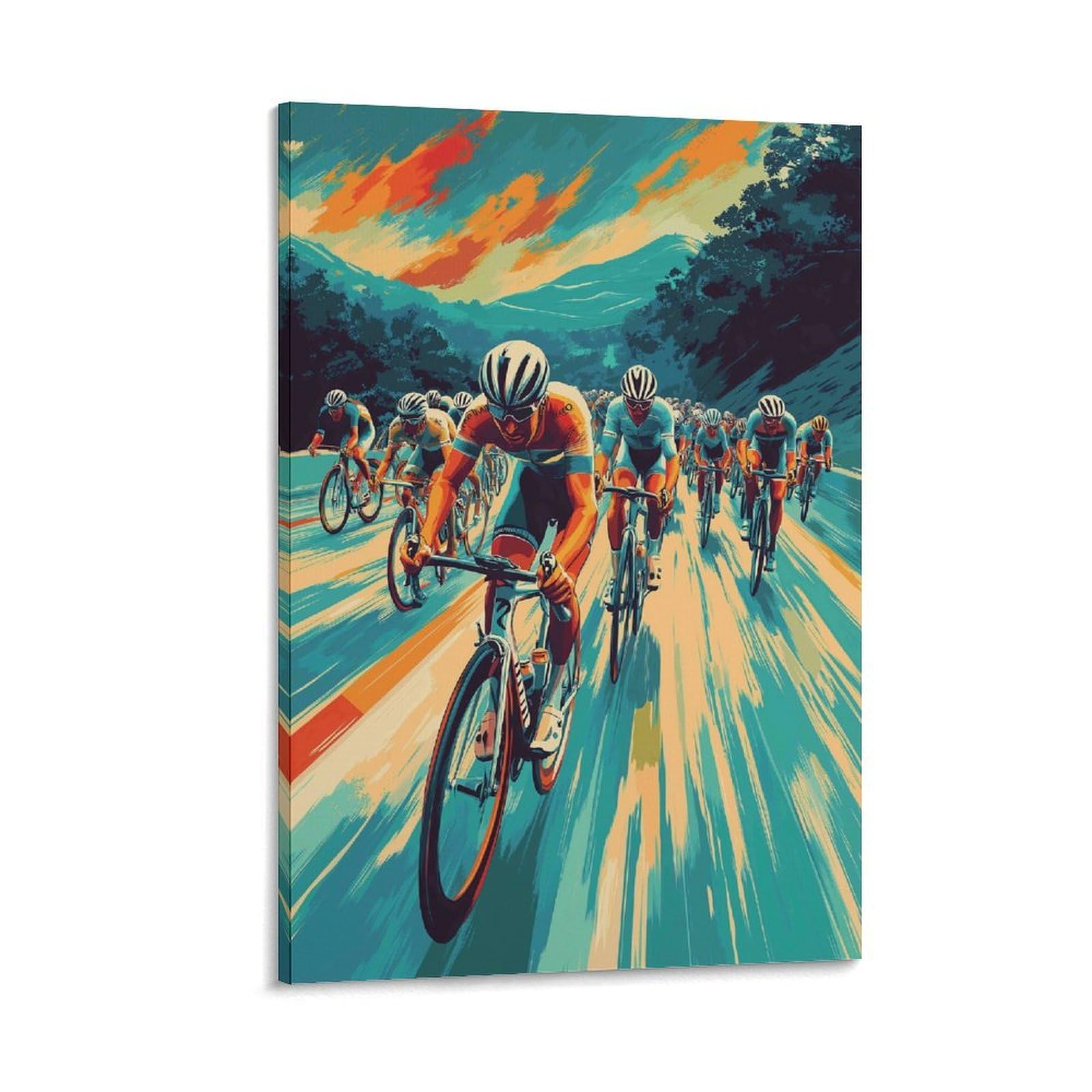 DHBANEIOK Cycling Race Art Wall Decor Poster Canvas Prints Picture Modern Canvas Wall Art Picture Wall Hanging for Bathroom Wall Decor 24x36inch(60x90cm)