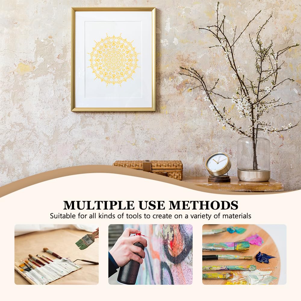 9 Pezzi Mandala Stencil di Pittura 30x30cm Templates Riutilizzabili Mandala Stencil Grande Modello di Pittura in Plastica per Pittura DIY Scrapbook Wall Pavimenti Mobili