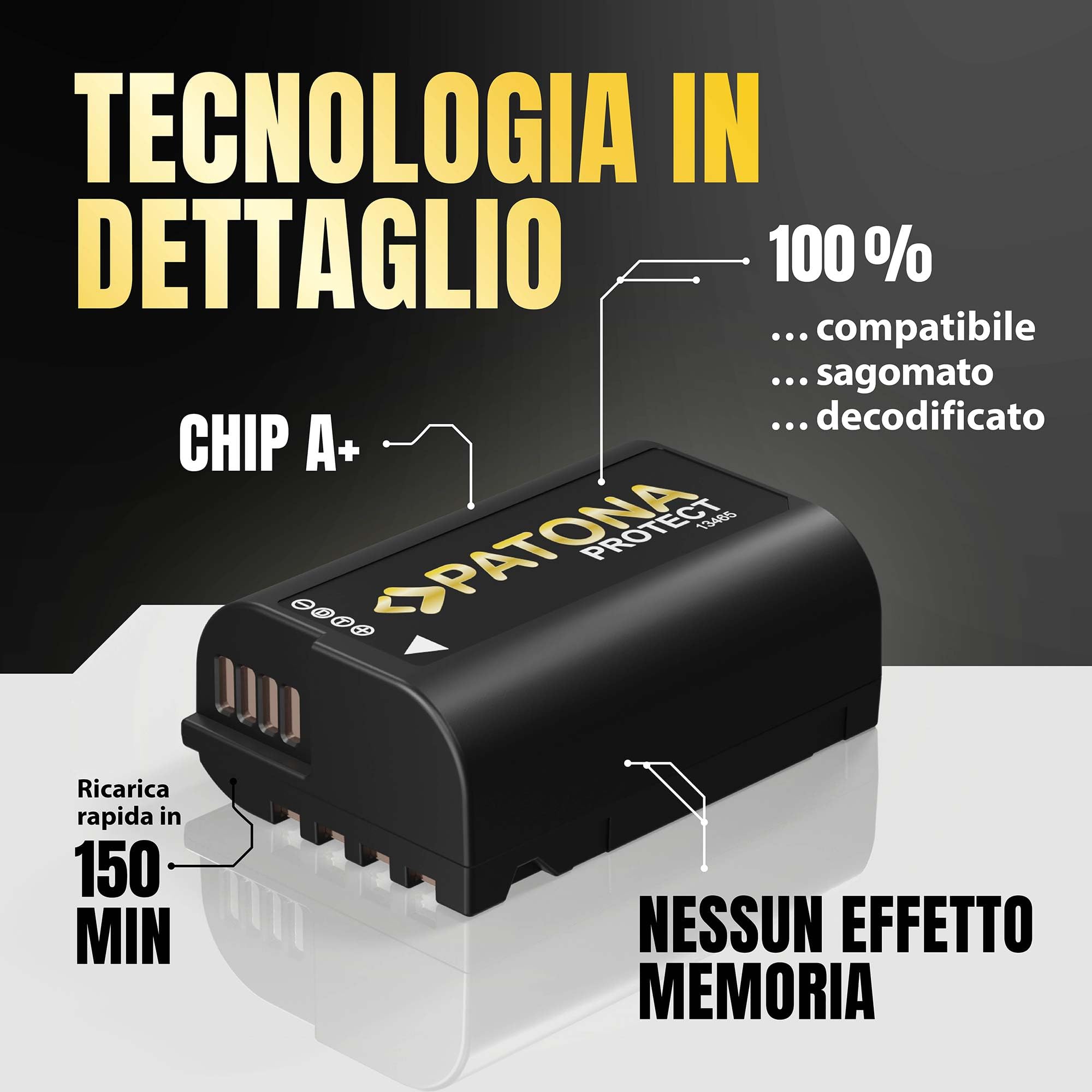 PATONA 2X Protect Batteria per Panasonic DMW-BLK22 2600mAh