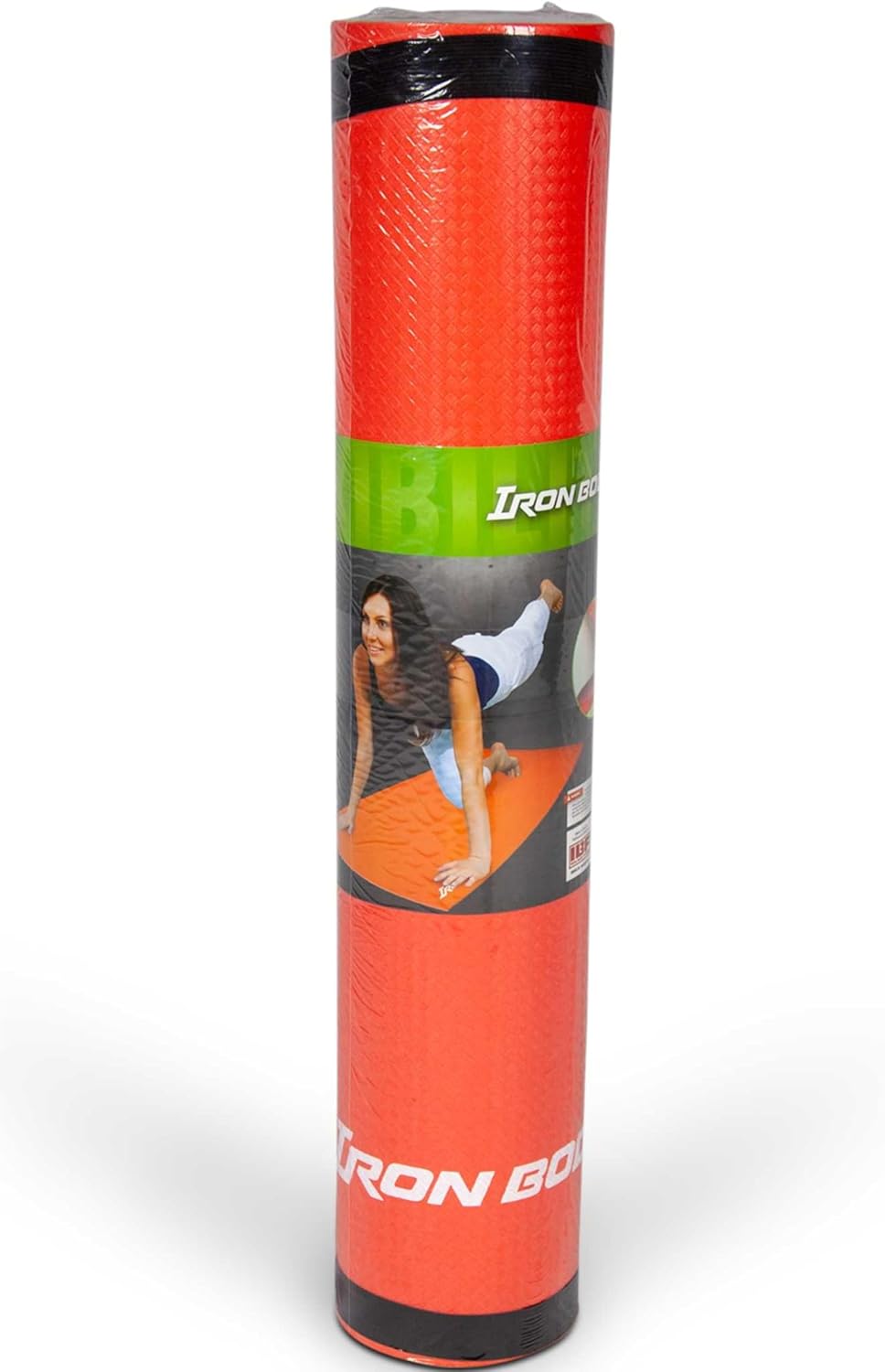 IBF IRON BODY FITNESS Two-Tone 6 mm Extra Thick Yoga Mat with Carrying Strap, Non Slip Surface (68" x 24" x 1/4"), Perfect Exercise Mat for Yoga, Pilates, Gymnastics, Home Gym - Orange/Grey