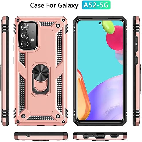 Miniatura 2 de ADDIT Funda A52 5G, compatible con Samsung Galaxy A52 4G5G, funda protectora de grado militar con anillo de montaje en automóvil para A52 4G5G, oro