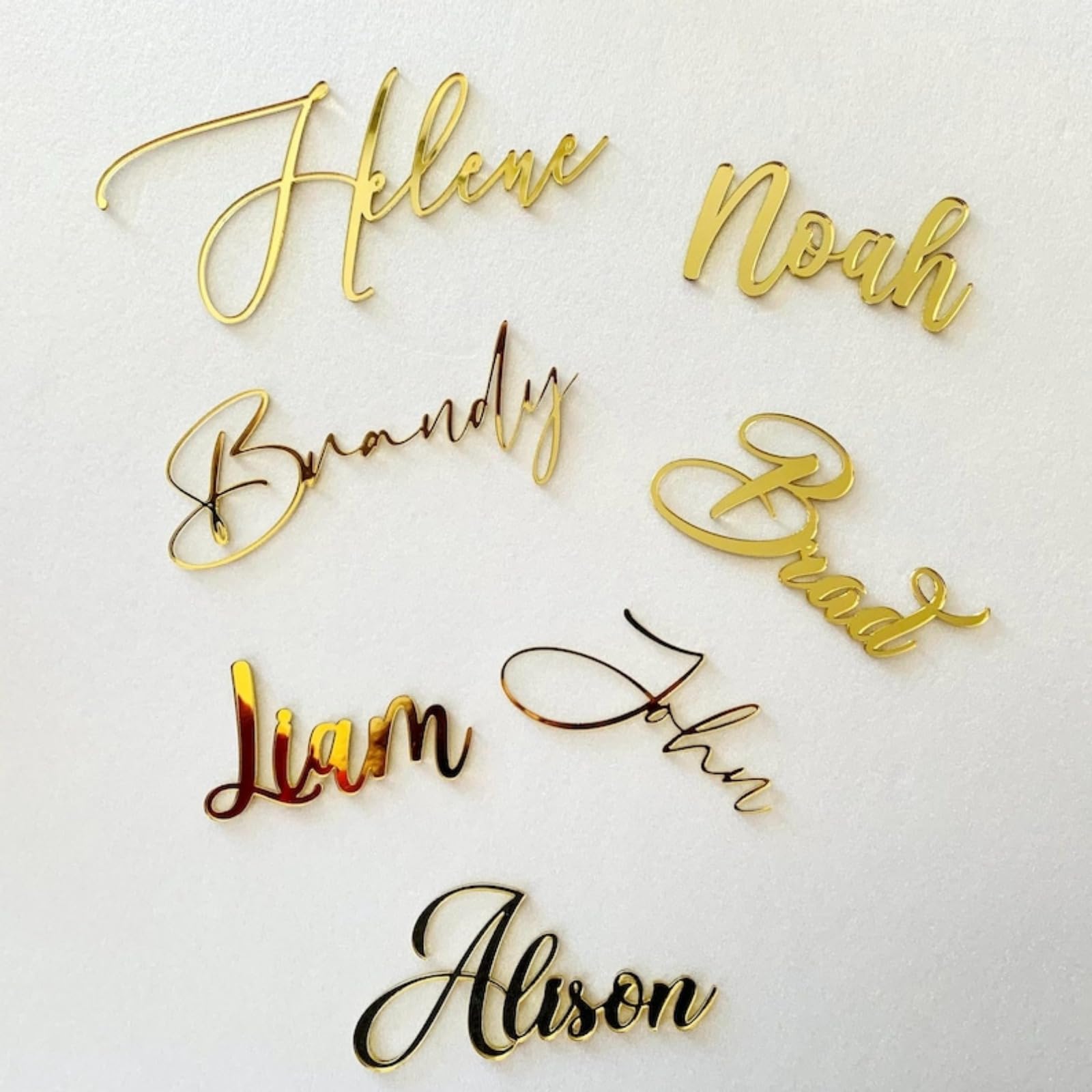 Personalised Mirror Acrylic Name Places,Custom Cake Name Sign,Wedding Place Cards for Table Setting,Name Cake Topper,Weddings,Birthdays,Anniversaries,Baby Showers (15cm 