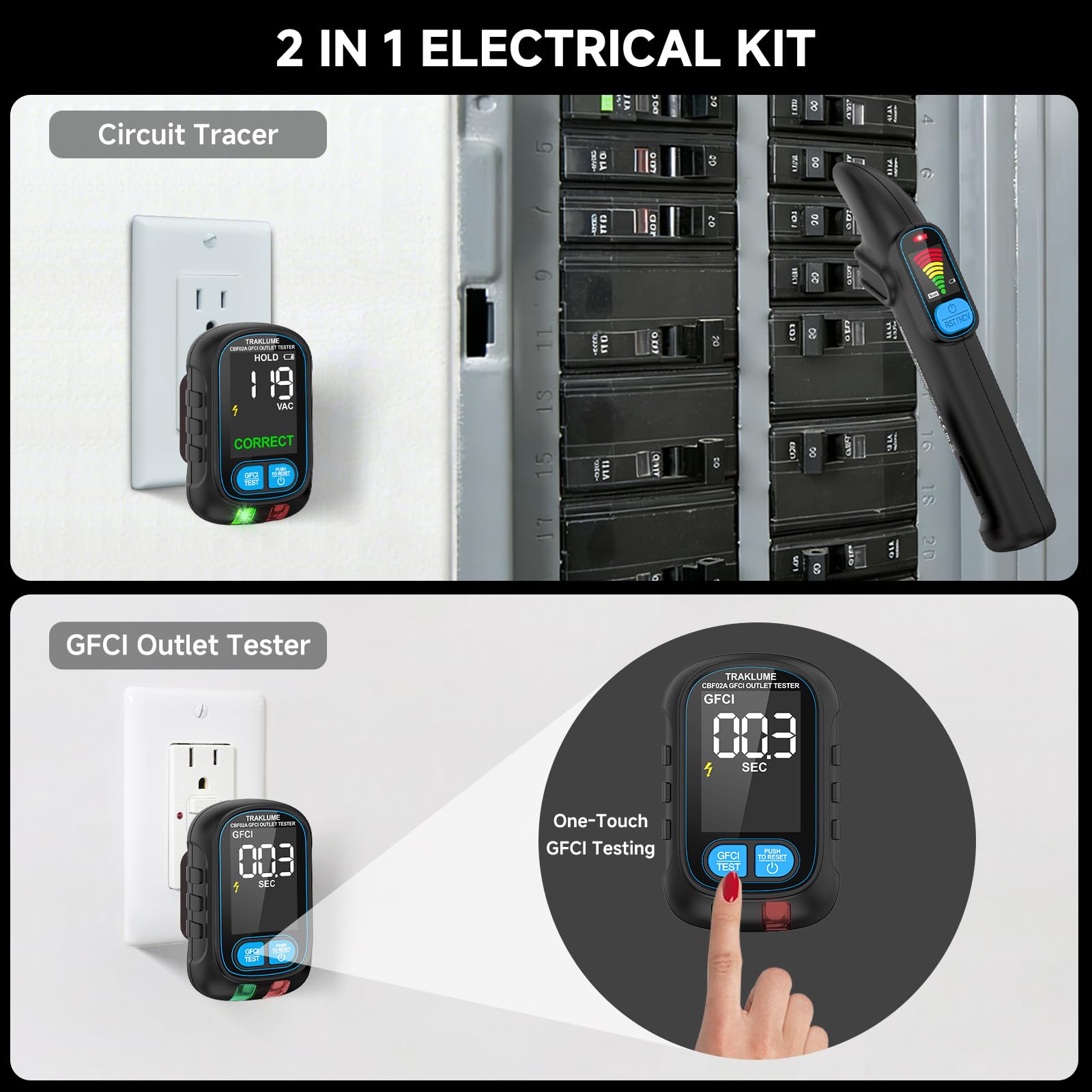 Circuit Breaker Finder & GFCI Tester - NCV Voltage Detection -2