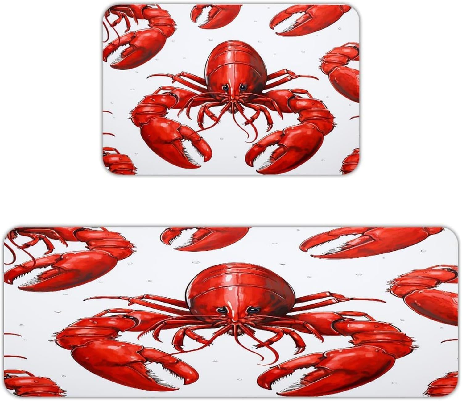 Red Lobster Print Kitchen Mat Kitchen Rug Set | Kitchen Rugs Flannel Velvety Washable breathable Water Absorbent Soft ，kitchen utensils for Kitchen, Floor,Laundry