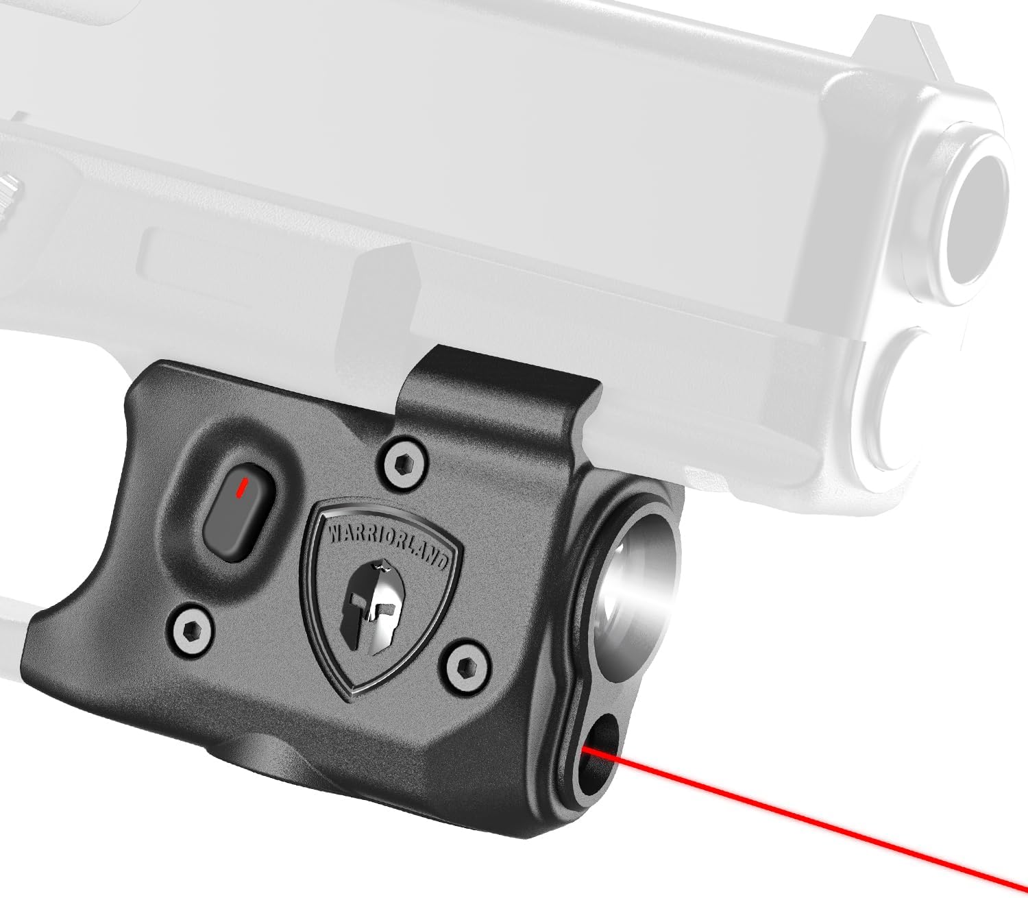 WARRIORLAND Pistol Light Laser Combo, Compatible with Glock 17/19 Gen 3-5 & 22/23/31/32 Gen 3-4 & 19X/44/45, Compact 150-Lumen Tactical Weapon Light with Red Laser & White LED Flashlight, SLL-104