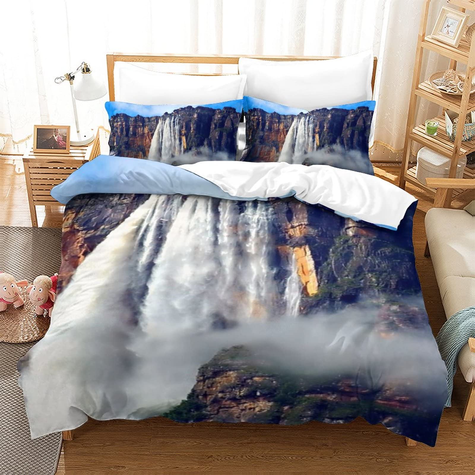 Parure de lit Angel Falls housse de couette 135x200 3D couvre-lit respirant 1 personne