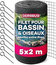 GEROBUG Filet Bassin 5x2 M - Protection Efficace avec Filet Anti Oiseaux Petite Maille Résistant aux UV et Intempéries - Filet Protection Oiseaux, Filet Bassin Poisson Exterieur