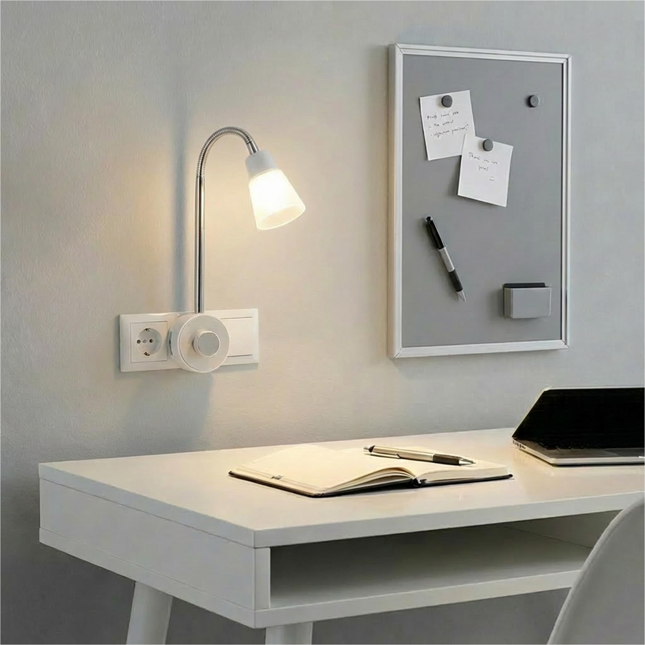 SEBSON Luce Notturna LED da Presa - Set da 2, dimmerabile, flessibile, 2W | Bianco Caldo 2700K, Applique da Parete - Lampada da Lettura con Spina