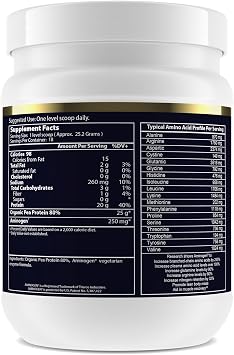Paradise Herbs Certified Organic Pea Protein Powder, Vanilla Flavor, Vegan, Gluten Free, Non-GMO, Keto, Paleo, 15 Servings, 15.87 oz
