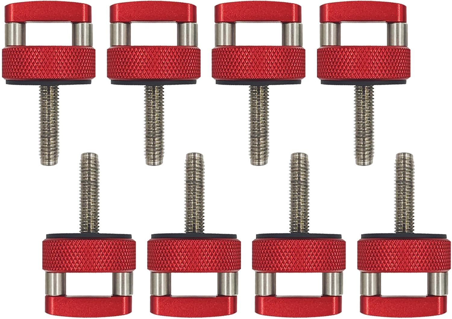 Red Hard Top Bolts Quick Removal Fastener Thumb Screw Nuts Tie-Down Enhanced D-Rings for Compatible Jeep Wrangler TJ JK 2007-2022(8 PCS)
