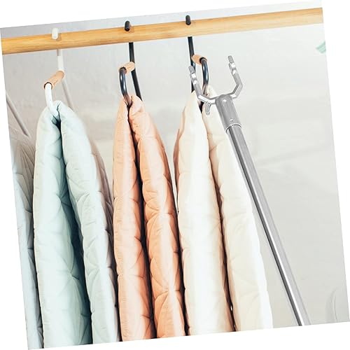 Miniatura 9 de Varilla telescópica de acero inoxidable para ropa telescópica para llegar a poste de ropa, ropa de tenedor y suministros de secado de ropa, ropa