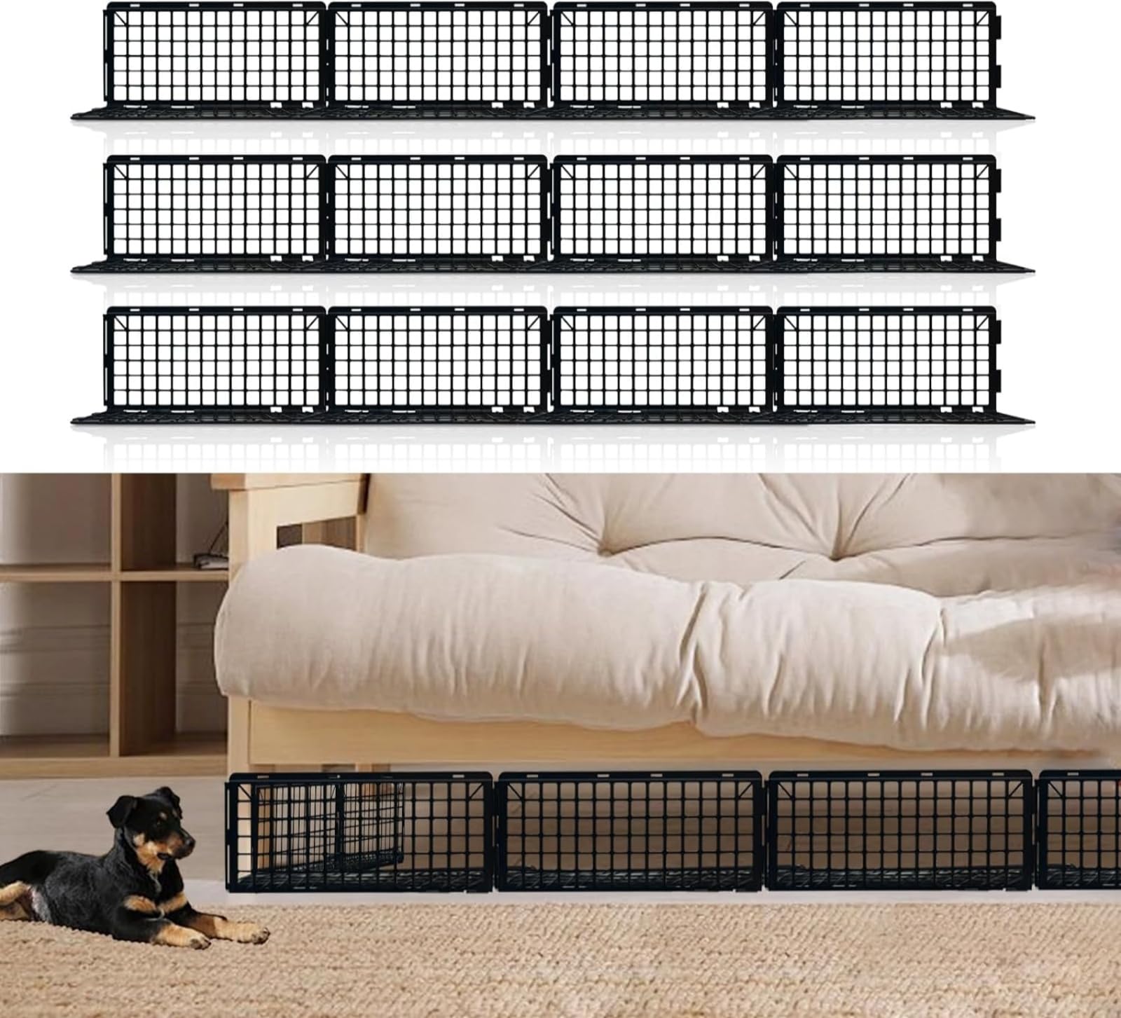 Under Couch Blocker, Under Bed Blocker for Pets Toys Barrier,12 Pack Furniture Couch Guards Bumper for Stopping Cats Dogs from Getting Under Sofa Gap,37 * 17cm,Total Length 442cm