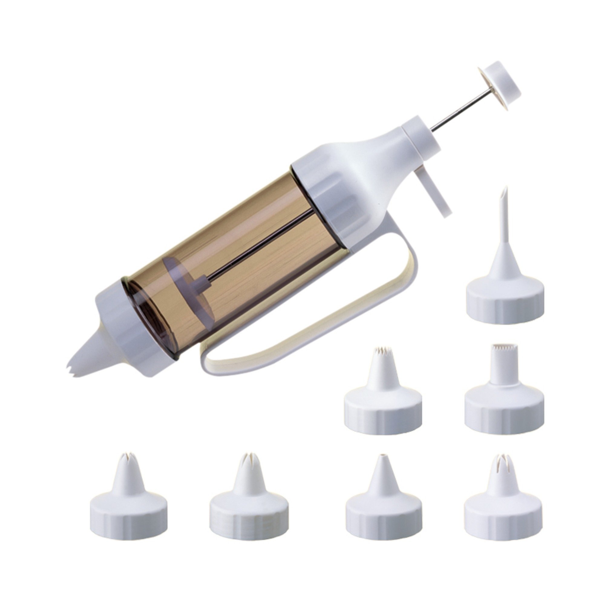 KAISER Pâtisserie one-handed cream syringe, 200ml. 7 detachable nozzles, practical nozzle from outside, simple one-handed use