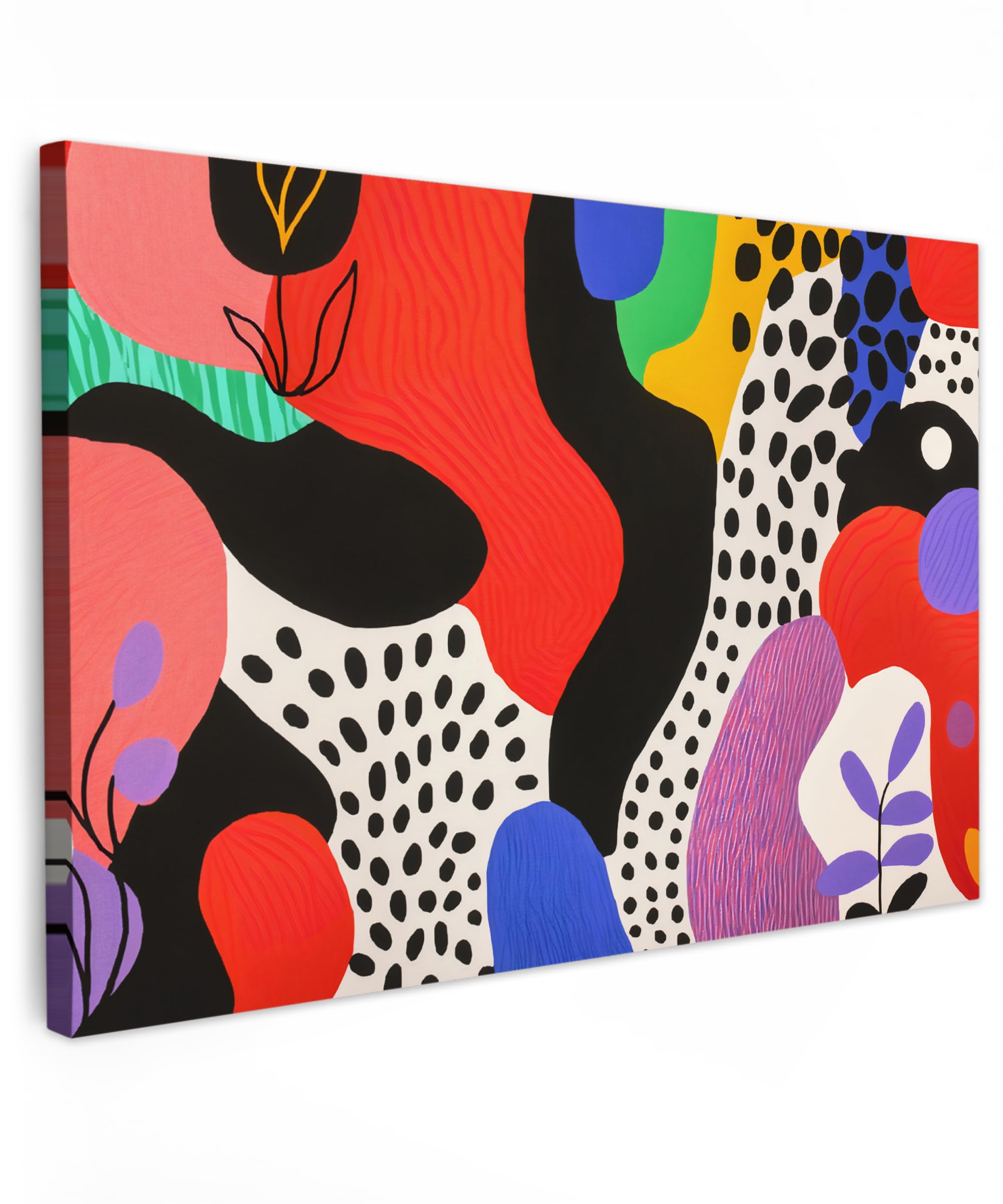 MuchoWow© Canvas Wall Art 24"x16" / 60x40 cm Home Decor Paintings for Living Room Decorations Gifts Hallway Abstract - Shapes - Colors - Dots