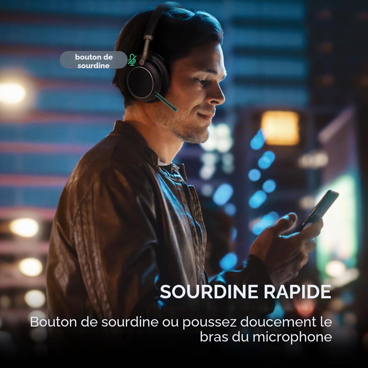 Yealink BH76 Plus Casque sans fil pour le travail, casque Bluetooth avec microphone rétractable, casque ANC certifié par les équipes
