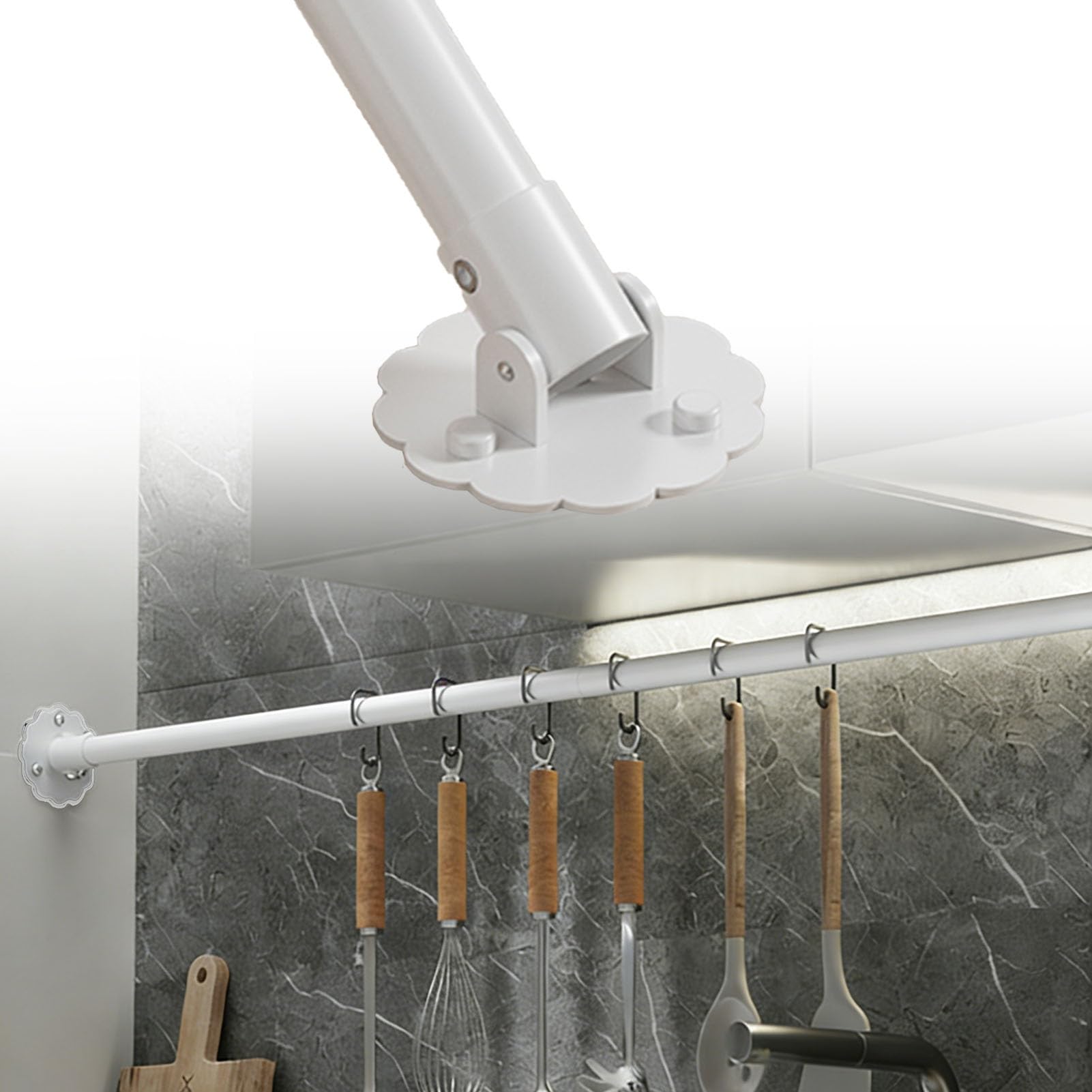 Barra Appendiabiti Asta per Armadio con Staffe ad Angolo Regolabili, Barra Appendiabiti Estensibile per Guardaroba ad Angolo, Asta Telescopica per Tenda da Doccia(White,75-115cm(29 1/2-45 1/4"))