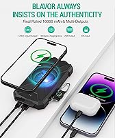 Vista 5 de Blavor - Paquete de batería externa solar, cargador inalámbrico Qi de 10,000 mAh, entrada y salida tipo C, linterna doble superbrillante, brújula