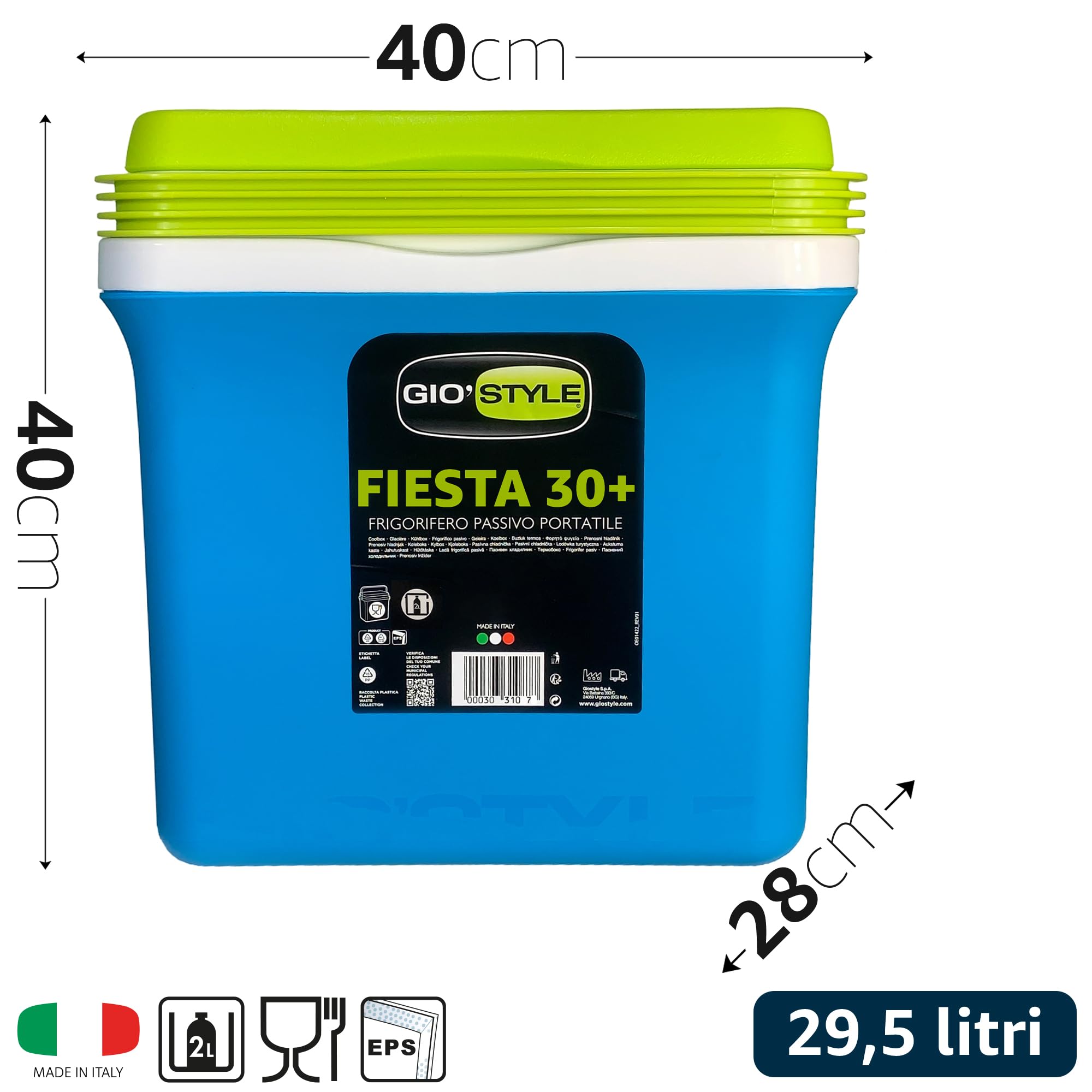 Sicignano | Frigo Box Frigorifero Portatile con Tavoletta Freezer 400ml – Maniglia Ergonomica, Adatto per Campeggio Picnic Attività all'Aria Aperta (Frigo Box + 4 Piastre, 29,5 lt)