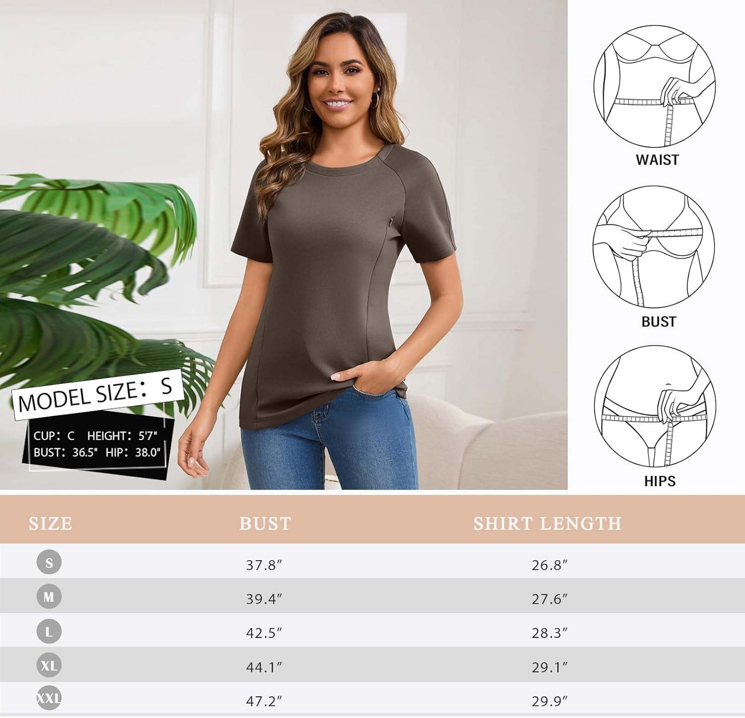 GINKANA Nursing Tops Breastfeeding Tshirt for Women Mama Zipper Distressed Loose-Fit Tee Pregnancy Clothes - Image 6