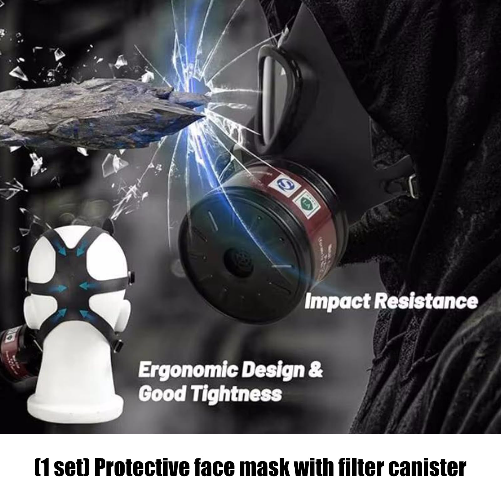 Maske Industrielle Malerei Schleifen Atemschutzmaske Sicherer Arbeitsfilter Staubdichter Vollgesichtsschutz für Erwachsene Vollgesichts Atemschutzmaske mit Filter