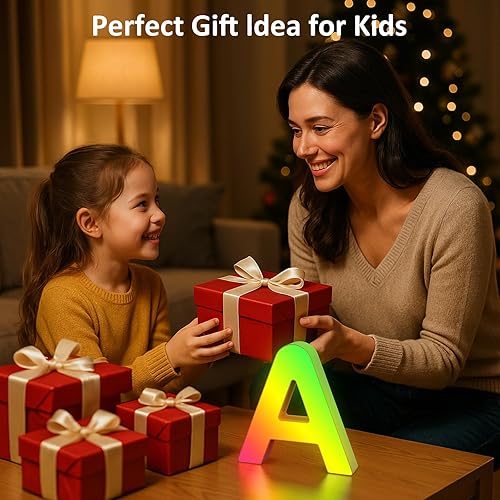 Miniatura 8 de OJQ Letras con luces LED iluminadas, letras de marquesina para decoración de habitación, luces de pared, regalos de Navidad, sincronización