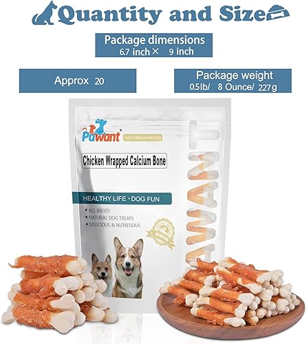Miniatura 5 de Perro Mastica Cachorro Aperitivos De Entrenamiento De Pollo Envuelto Hueso De Calcio Sin Cuero Crudo Golosinas Para Perros 0.5lb227g