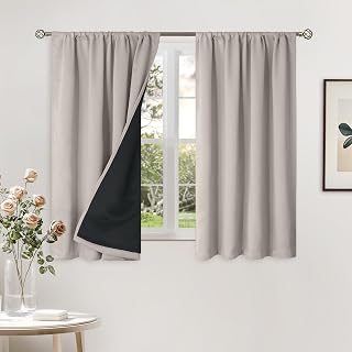 BGment Camel Blackout Curtains for Bedroom 45 Inch Length 2 Panels Set