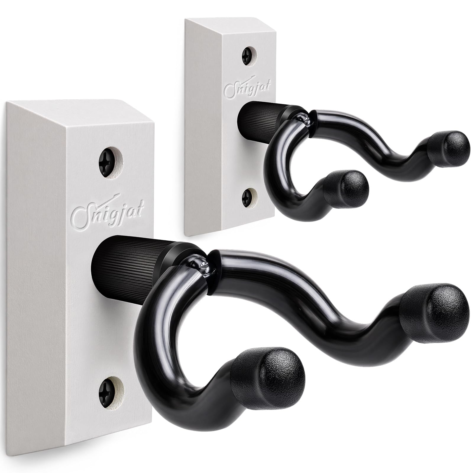 SNIGJAT Guitar Wall Mount 2 Pack, Vintage White Hardwood Guitar Hangers