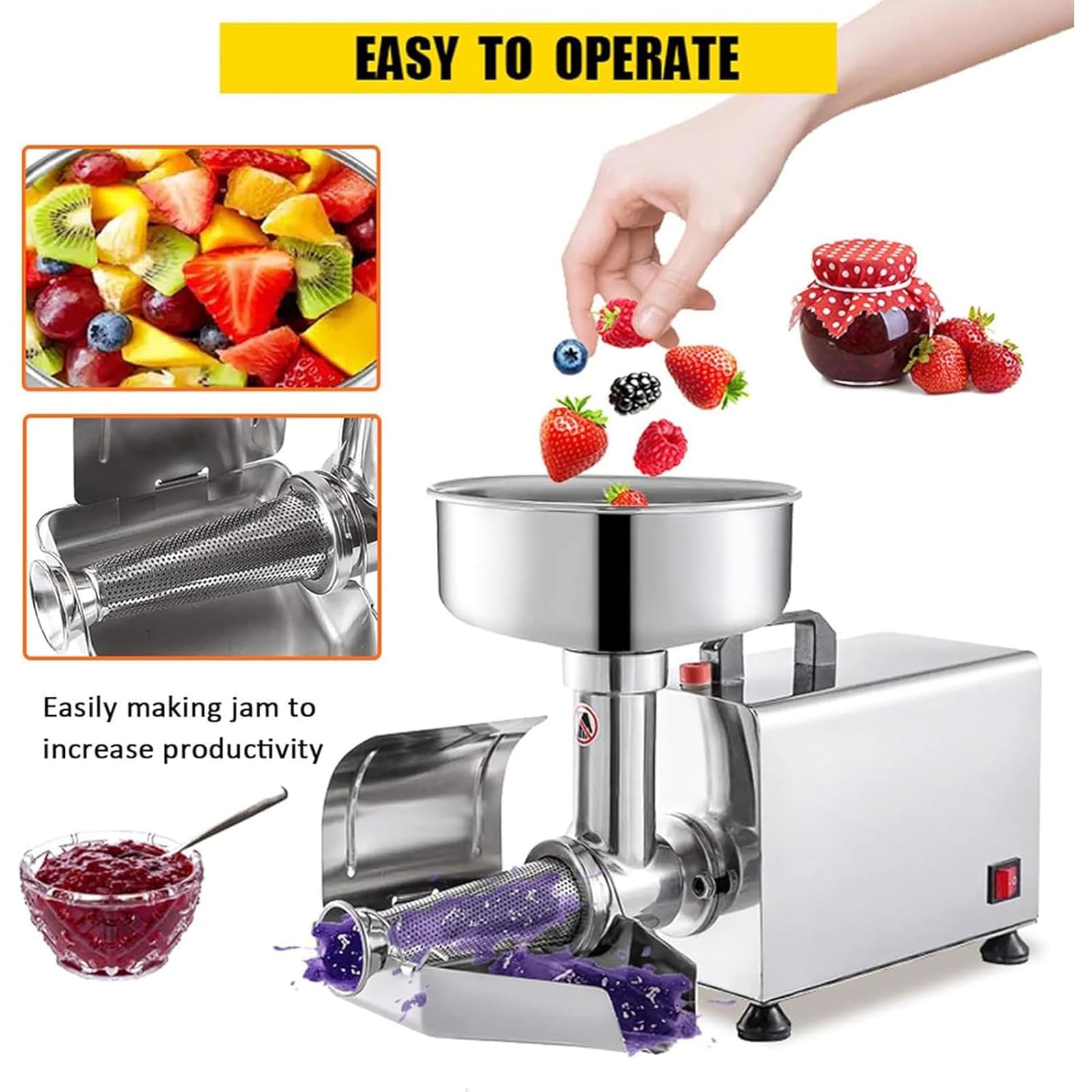 Smerigliatrice elettrica per salsa di pomodoro, 450 W, per marmellate e salse, ideale per preparare salse fresche di fragole e lamponi