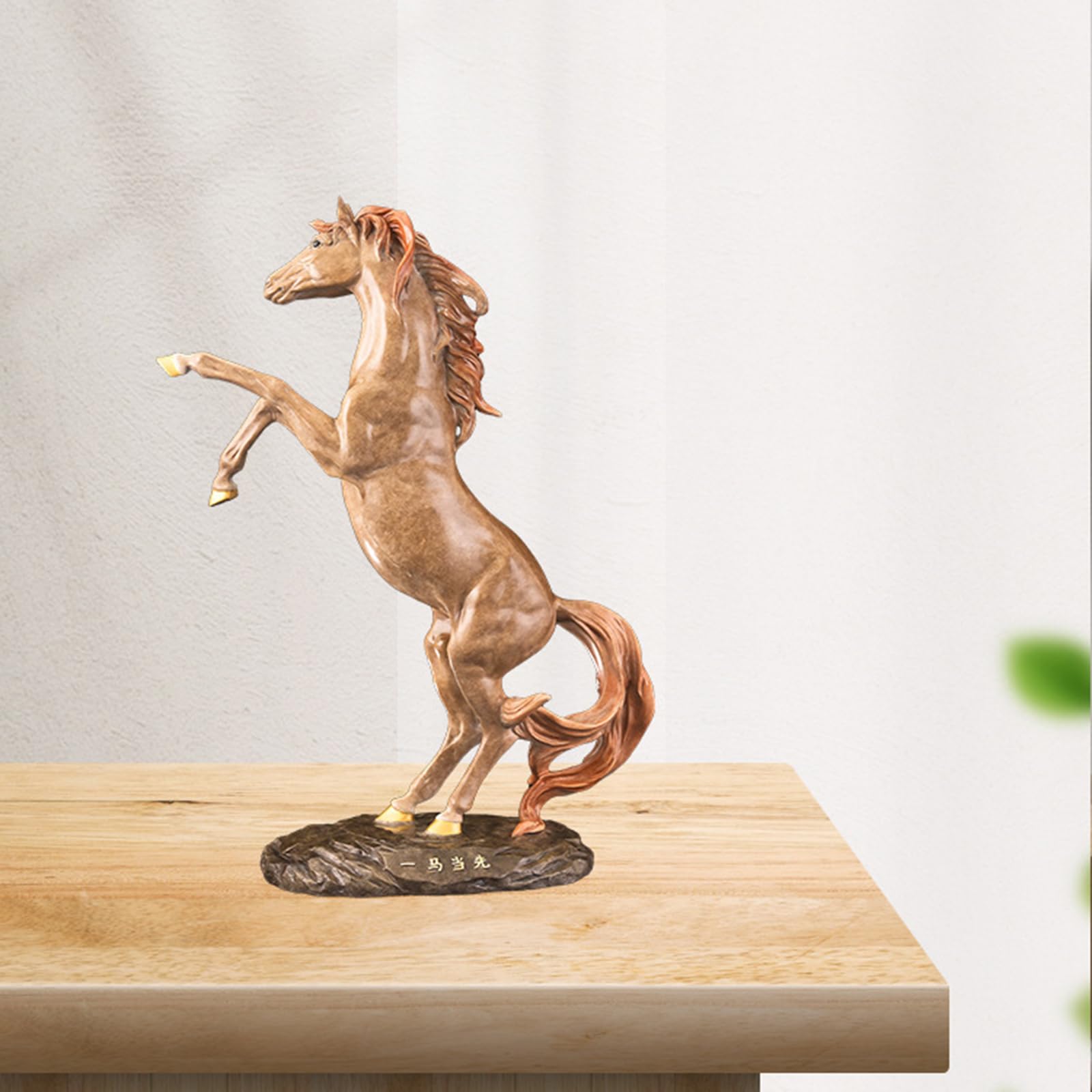 Figura de caballo de latón pintada color, escultura de caballo encabritado