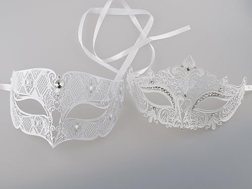 Miniatura 7 de Juego de máscaras venecianas para parejas, estilo de lujo, máscara de fiesta de princesa para parejas, mujeres y hombres, máscaras de Mardi Gras