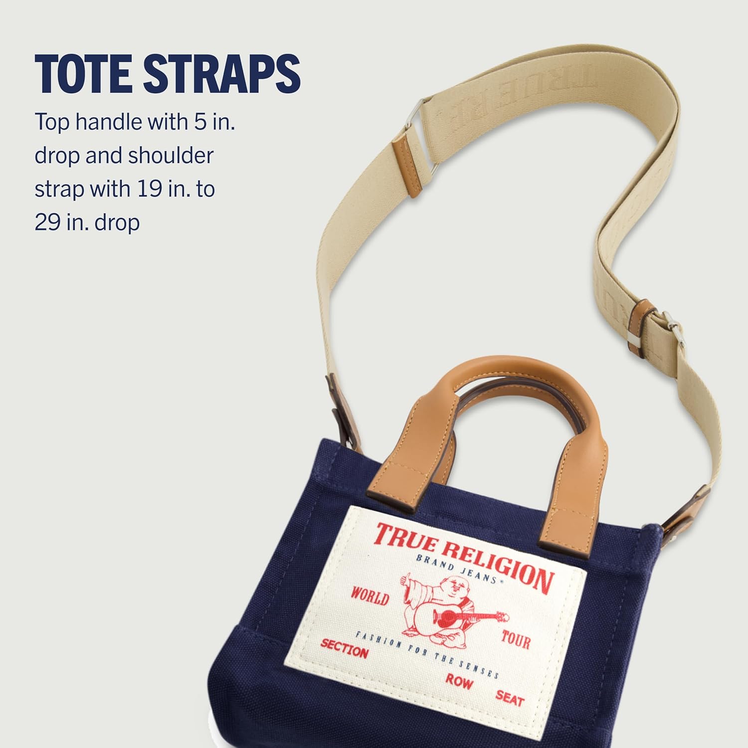 True Religion Tote Bag, Women's Mini Travel Shoulder Bag with Adjustable Strap - Image 5