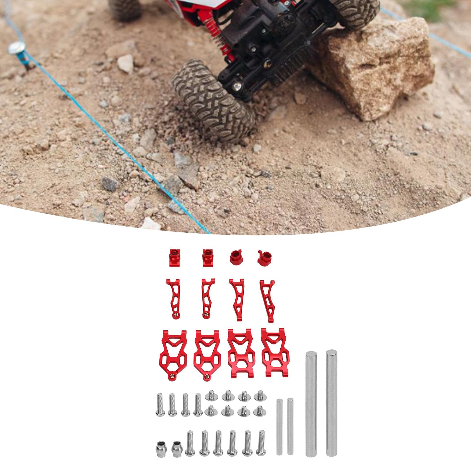 Zestaw Wahaczy RC, łatwy montaż do Samochodów RC (Red)