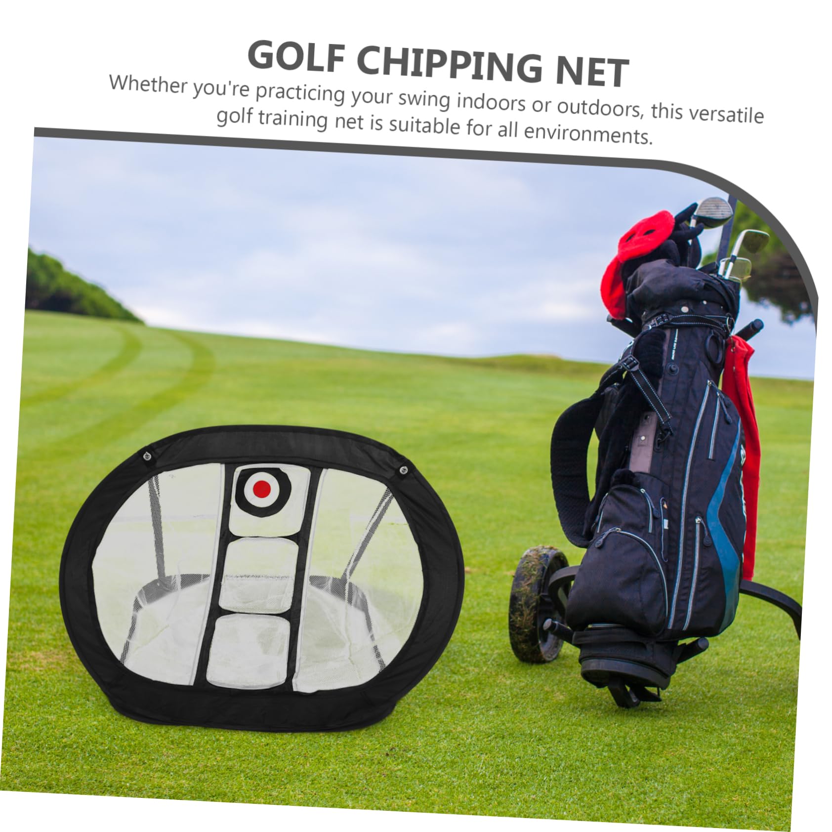 Golf Chipping Netz für Indoor Training, Schwarz, Tragbar