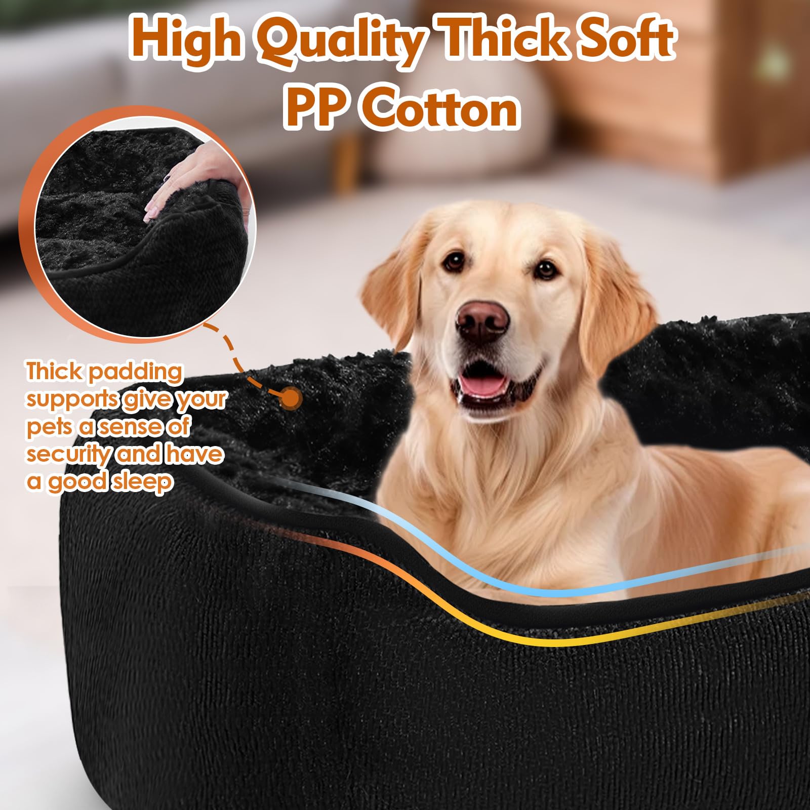 Muecleao Dog Bed for Small and Medium Dogs Washable Rectangular Pet Bed with Soft Plush Interior, Anti-Slip Bottom - Image 4
