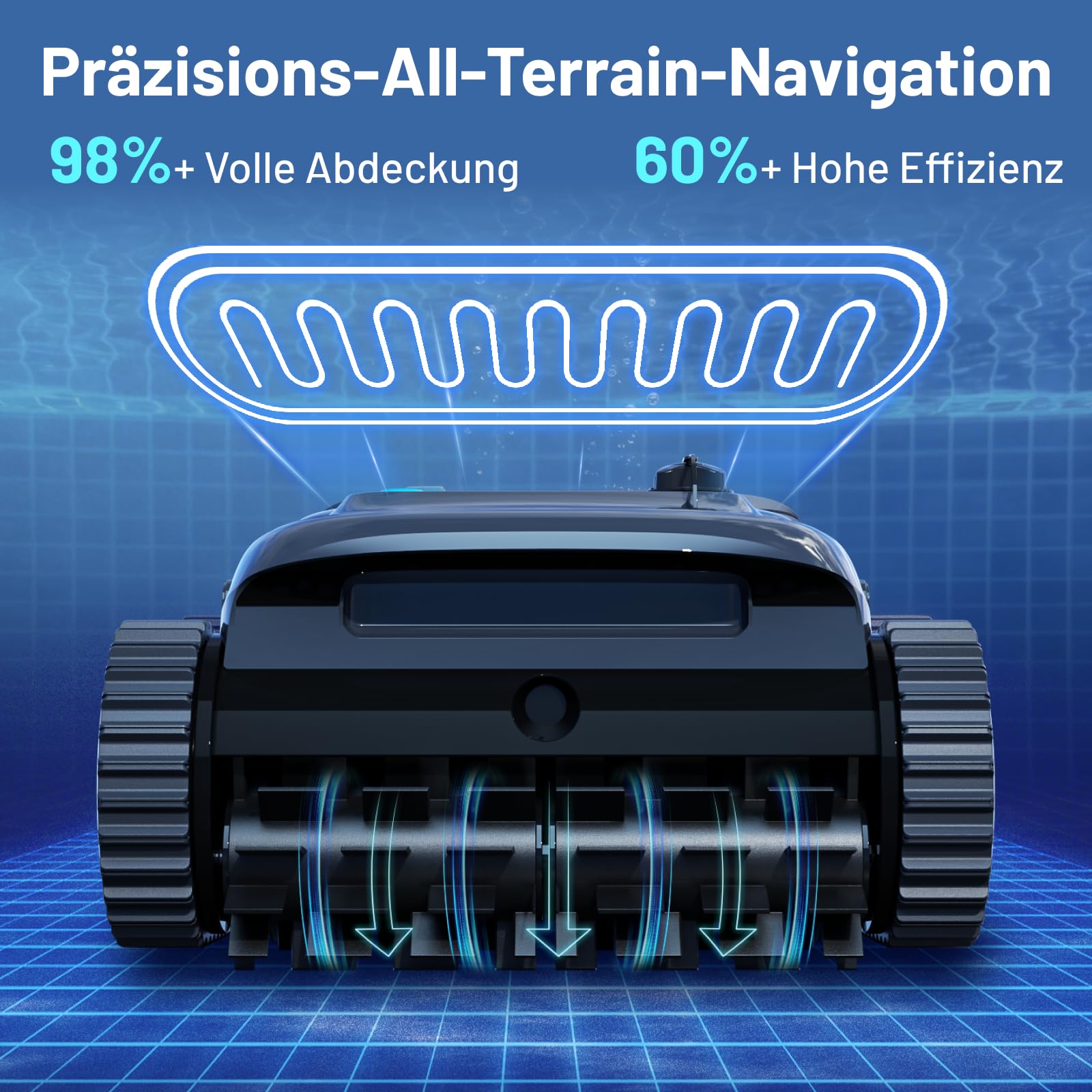 VONKO W10 Poolroboter Boden und Wand, Wasserlinie, Poolsauger Akku Kabelloser, mit AI-Vision Navigation, 20000LPH Leistungsstarker, Poolreiniger für Pools bis zu 200㎡,Puderblau