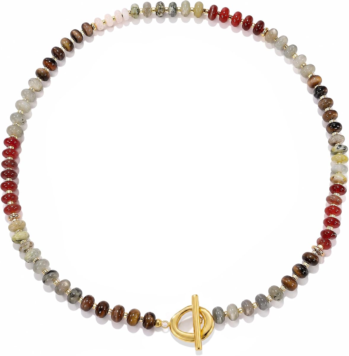 Joya Love-collar de cuentas Multicolor para mujer, franjas de diferente color, cuentas de piedras preciosas, Gargantilla bohemia, hebilla OT, adorno de piedra Natural