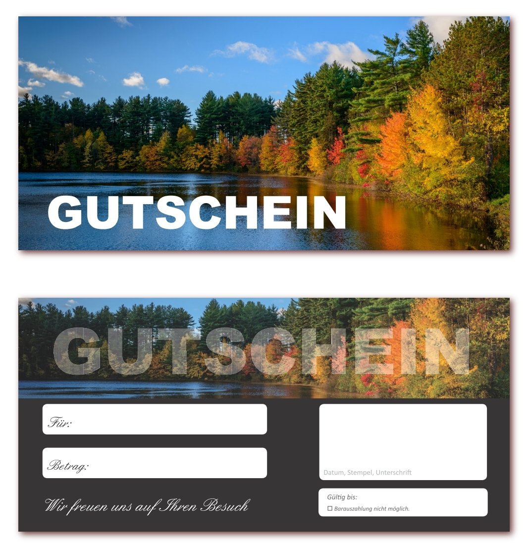 200 Stück Geschenkgutscheine (Waldsee-623) Gutscheine Gutscheinkarten für Bereiche wie Reisen, Urlaub und Wellness