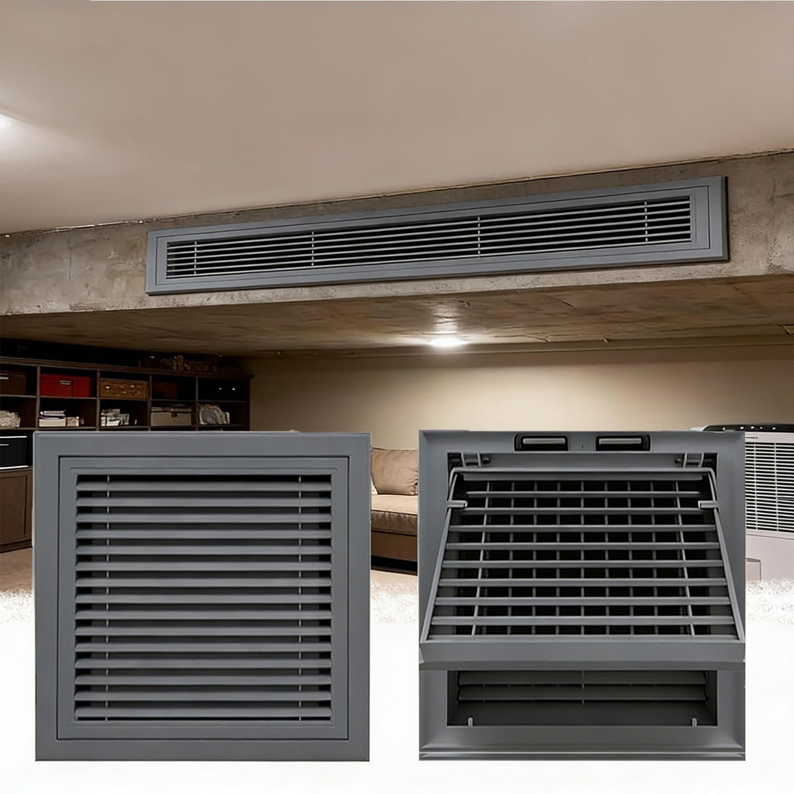 Griglia di ritorno dell'aria in acciaio grigio 50,8 x 76,2 cm – Copertura di ventilazione rimovibile per parete/soffitto, ideale per sistema di filtrazione dell'aria di casa e ufficio