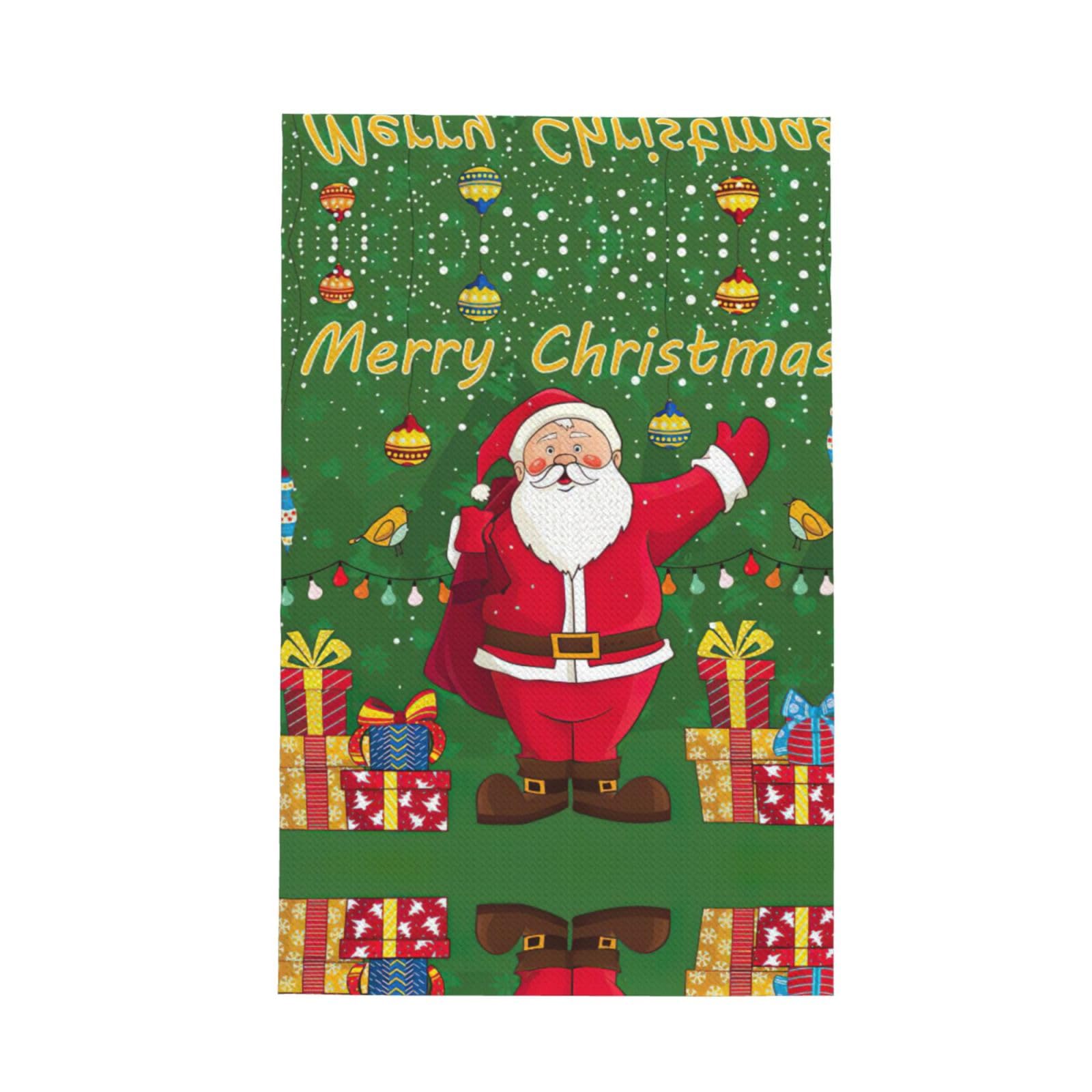 XXahnbm Santa Claus Print Waffle Kitchen Towel,Absorbent Hand Towel