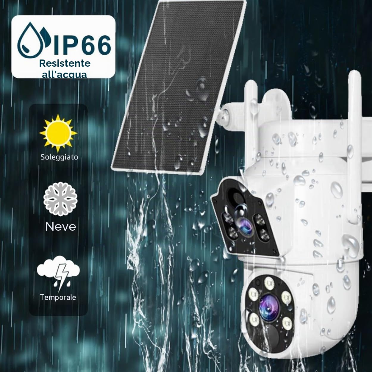 AKAVIG 8CH 4MP HD Kit Telecamera PTZ di Sicurezza Wifi Wireless Solare con 8 Telecamere a Doppia Lente, Sistema NVR di Sorveglianza Energia Solare Esterna con Audio Bidirezionale, Telecomando